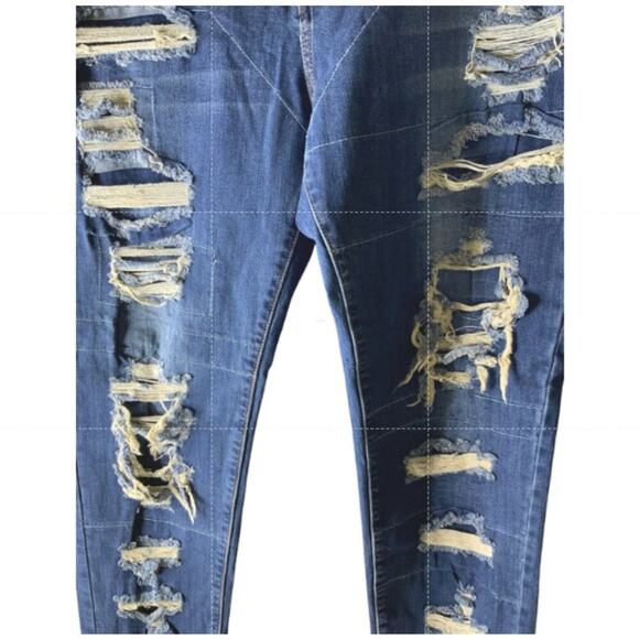 VIP Jeans Teen Girls 23x24 Distressed Straight Stretch Mid Wash Streetwear Denim - Picture 8 of 10